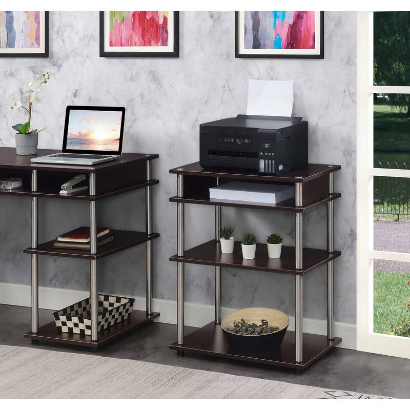 Convenience Concepts Designs2Go No Tools Printer Stand with Shelves - Espresso