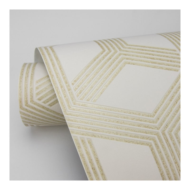Advantage Xander Cream Glam Geometric Wallpaper - 20.9 x 396 x 0.025