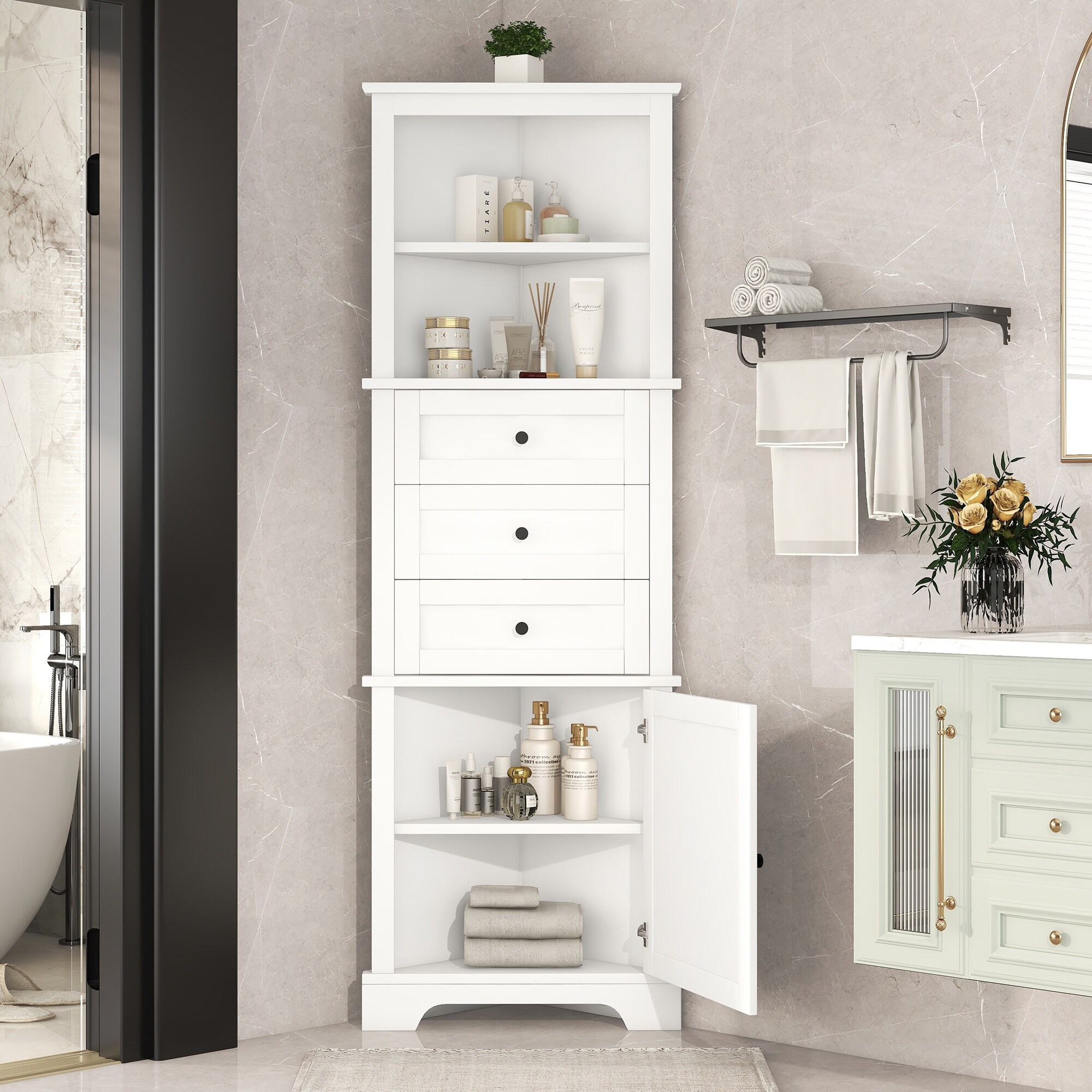 Small tall corner cabinet sale