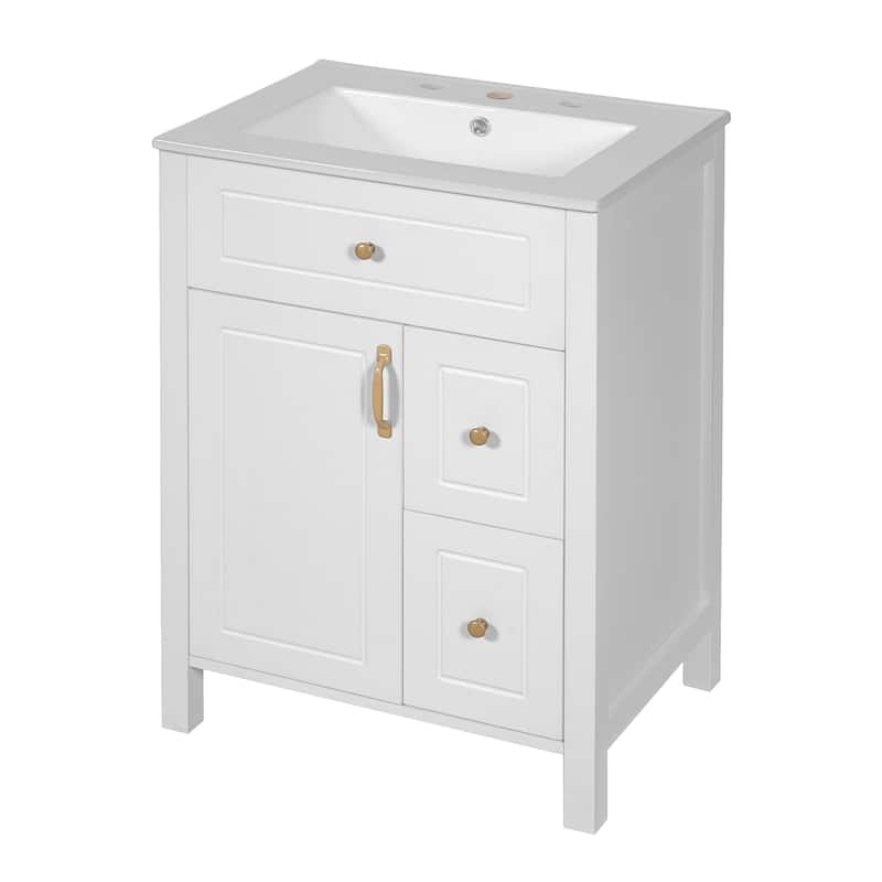 24-Inch Bathroom Vanity with Ceramic Sink & Soft Close Drawers by Harper&Bright Designs