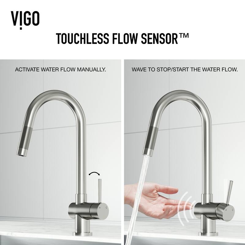 VIGO Gramercy 17" H Single Handle Pull-Down Spout Kitchen Faucet with Touchless Sensor
