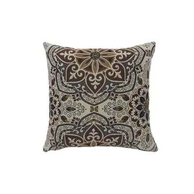 Contemporary Style Medallion Patterned Set of 2 Throw Pillow, Multicolor