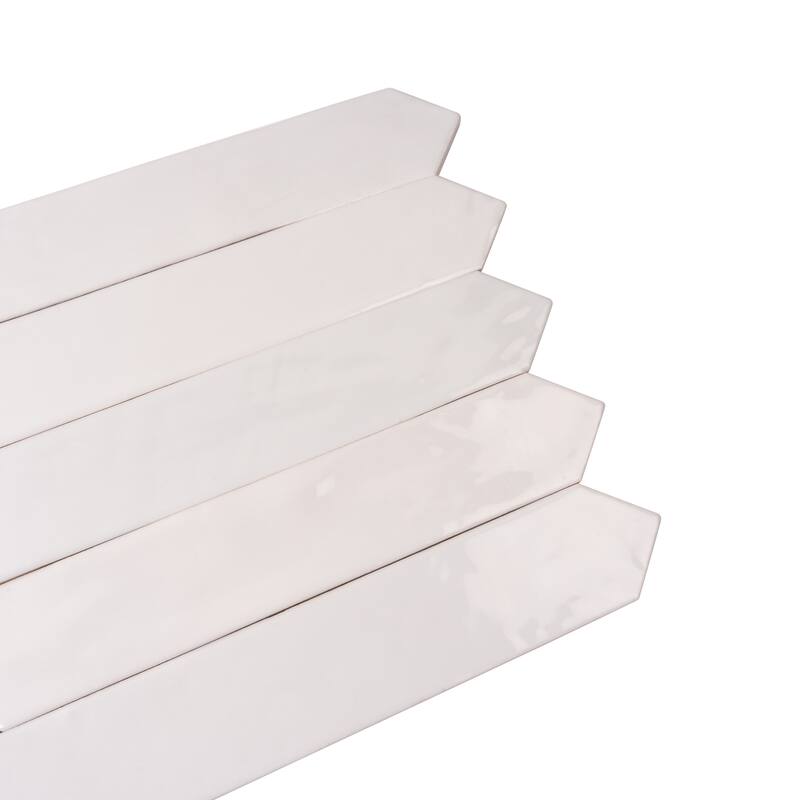 Apollo tile 2" x 10" Festa Glossy Cotton White Ceramic Tile (2.37 sq ft/case) - 23 Pack