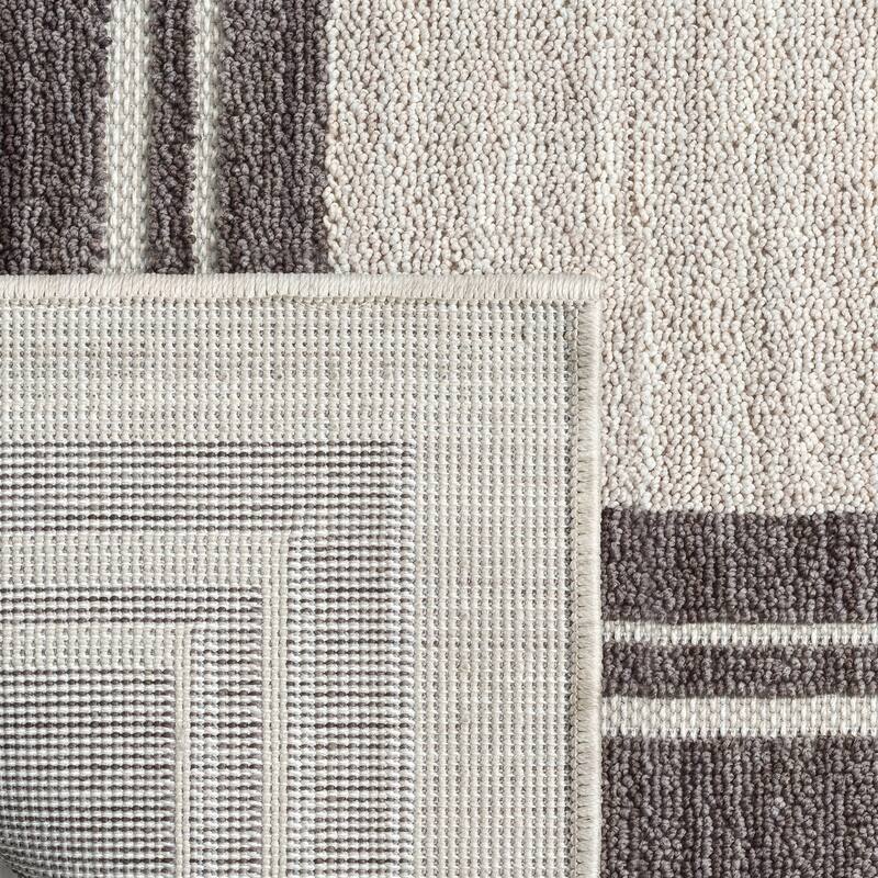 Sevita Ivory/Gray Bordered PET Yarn Indoor/Outdoor Area Rug