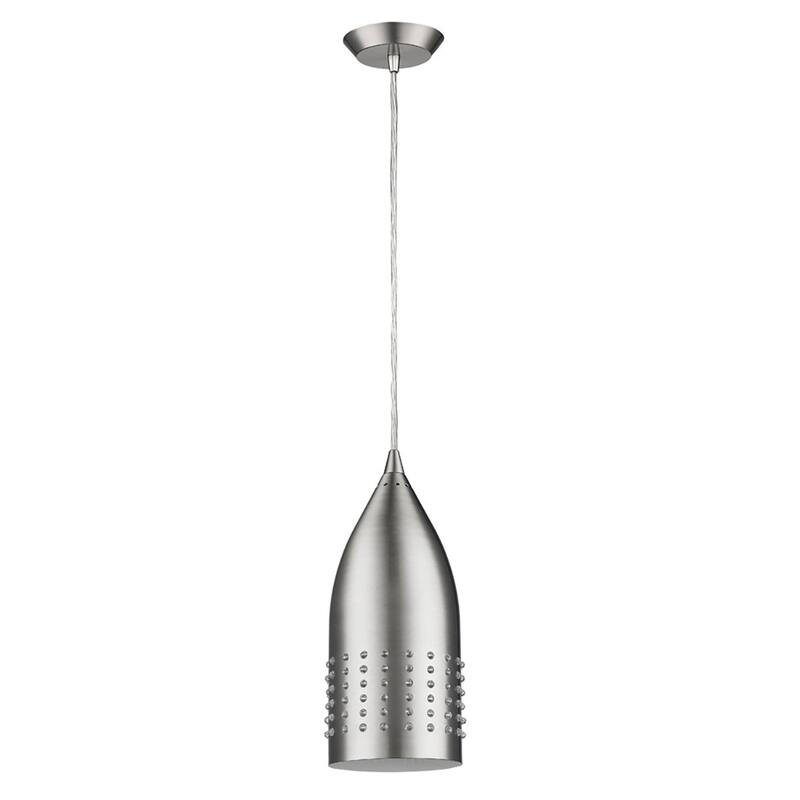 HomeRoots Silver Hanging Light with Glass Studs - 4.5' X '11' X '4.5