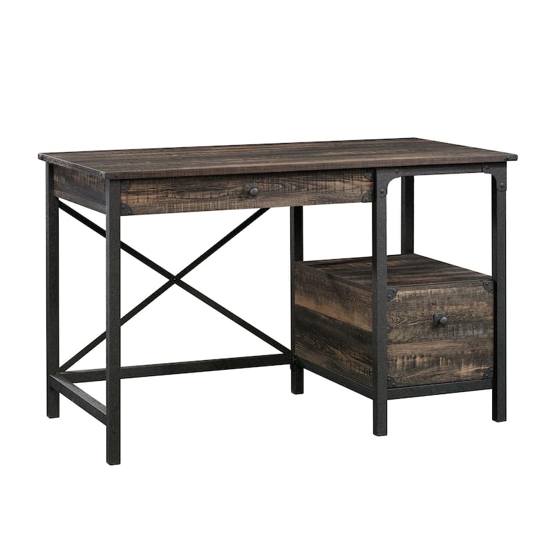 Rustic Industrial Computer Desk with 2 Drawers 47 Inch Long Brown Workstation - Brown