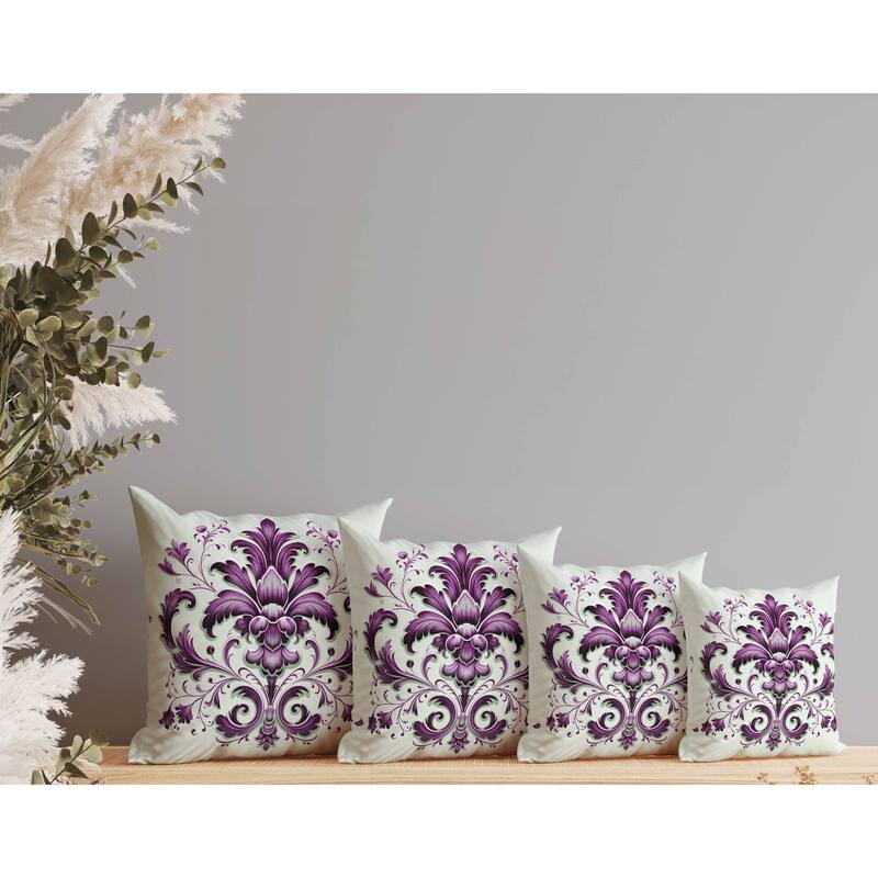 Vintage Veil Indoor/Outdoor Reversible Throw Pillow Green and Purple