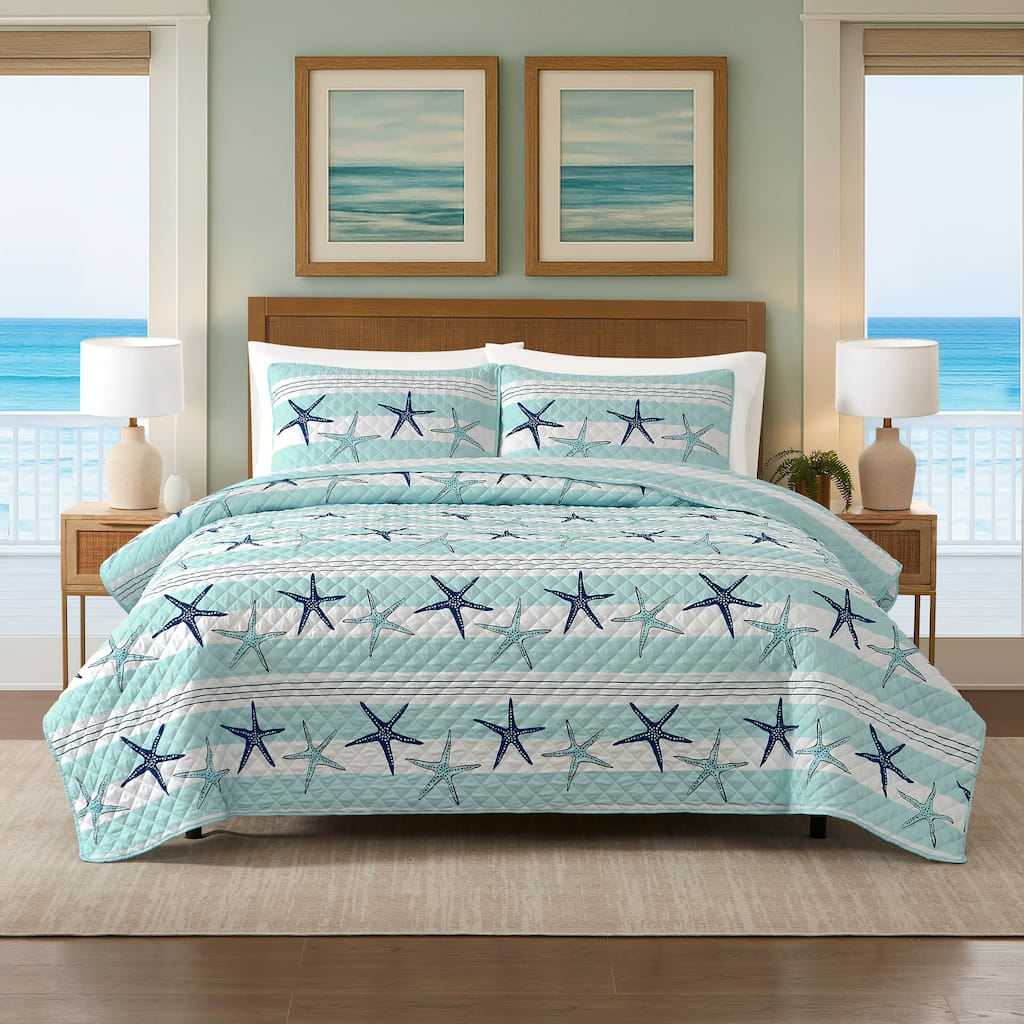Avanti Starfish Stripe Quilt Set