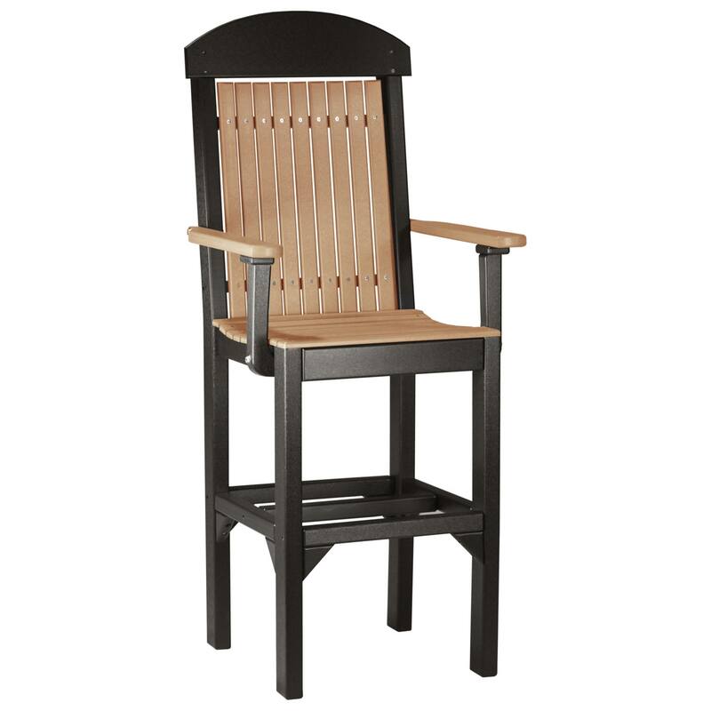 Set of 4 Poly Lumber Classic Dining Chairs - Arm Chair - Cedar & Black - Extra Tall