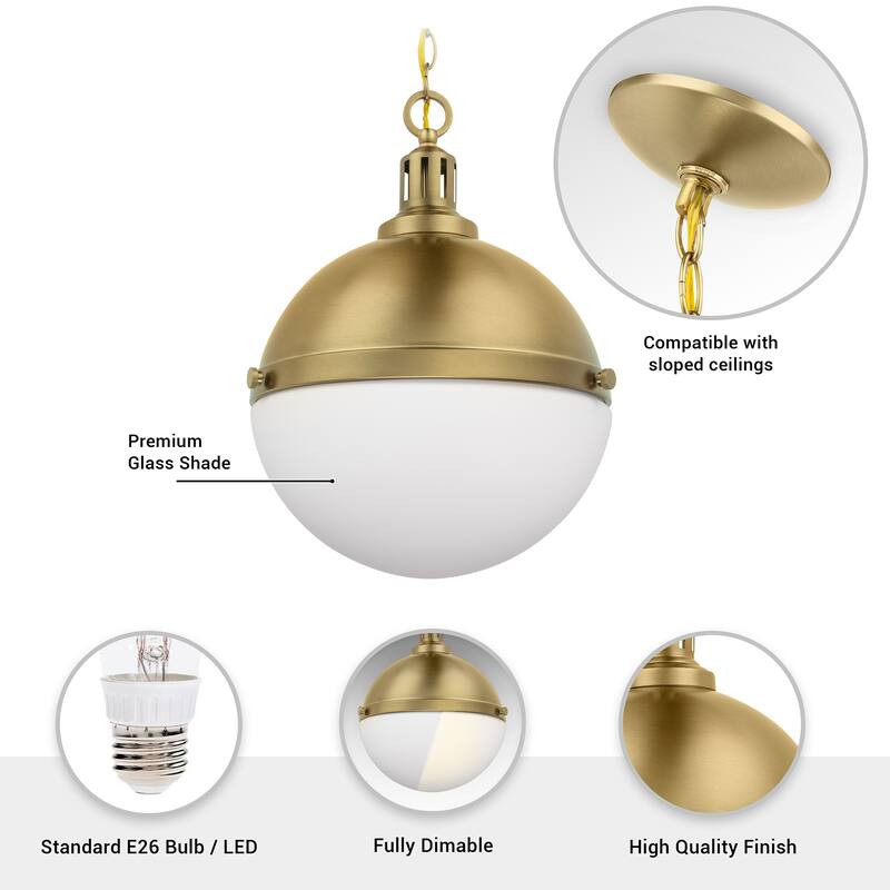 12" Modern Gold 2-Light Dimmable Pendant Light