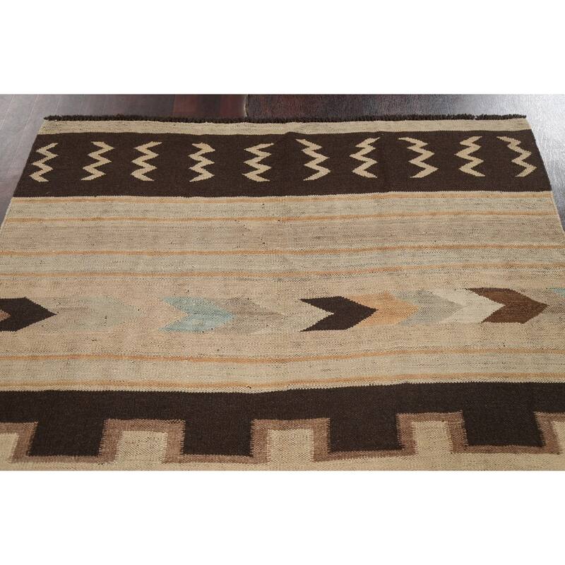 Natural Dye Kilim Geometric Tribal Oriental Area Rug Wool Flat-woven - 6'6" x 8'1"
