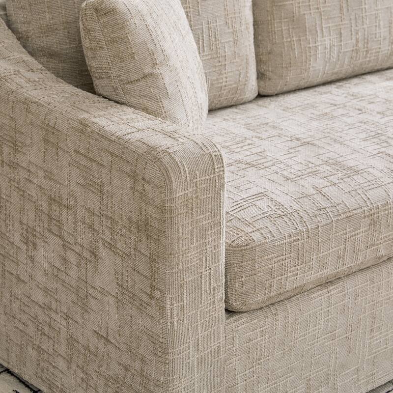 Oversized Chenille Upholstered 3 Seater Sofa, Deep Seat Sofa with Pillows, Lounge Sofa with Removable Upholstery Cover