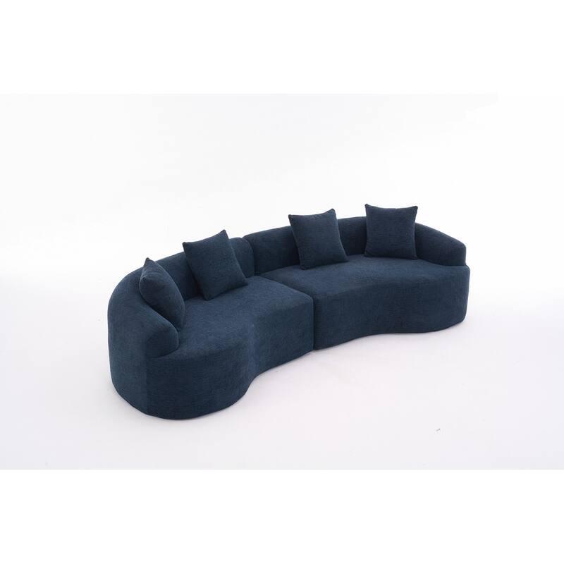 Curved Loveseat White Full Compression Sponge Sofa