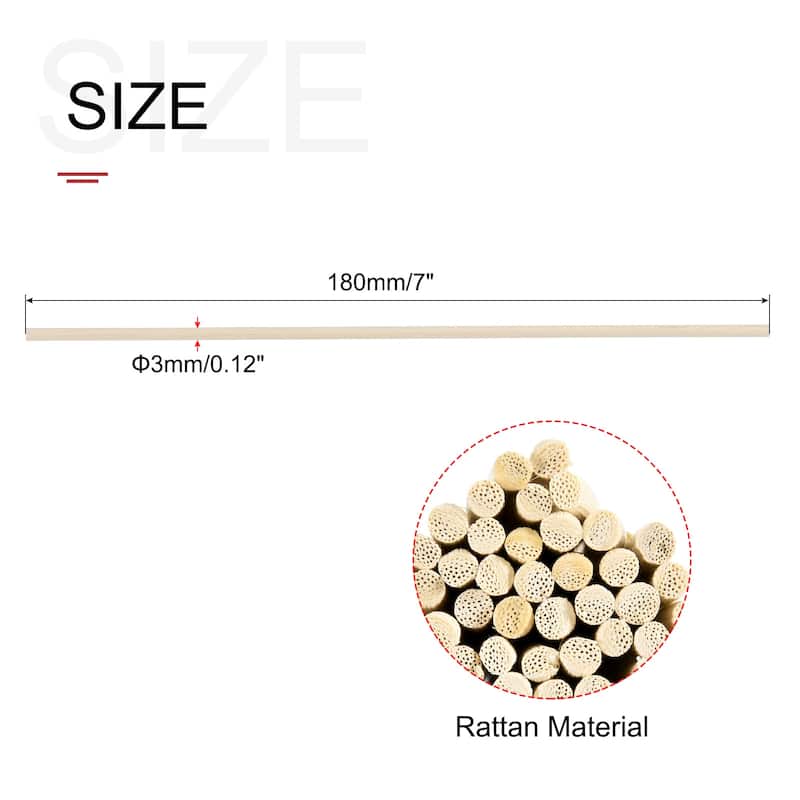 Rattan Wood Diffuser Stick for Aroma Fragrance Essential Oil 120Pcs - 180mm x 3mm