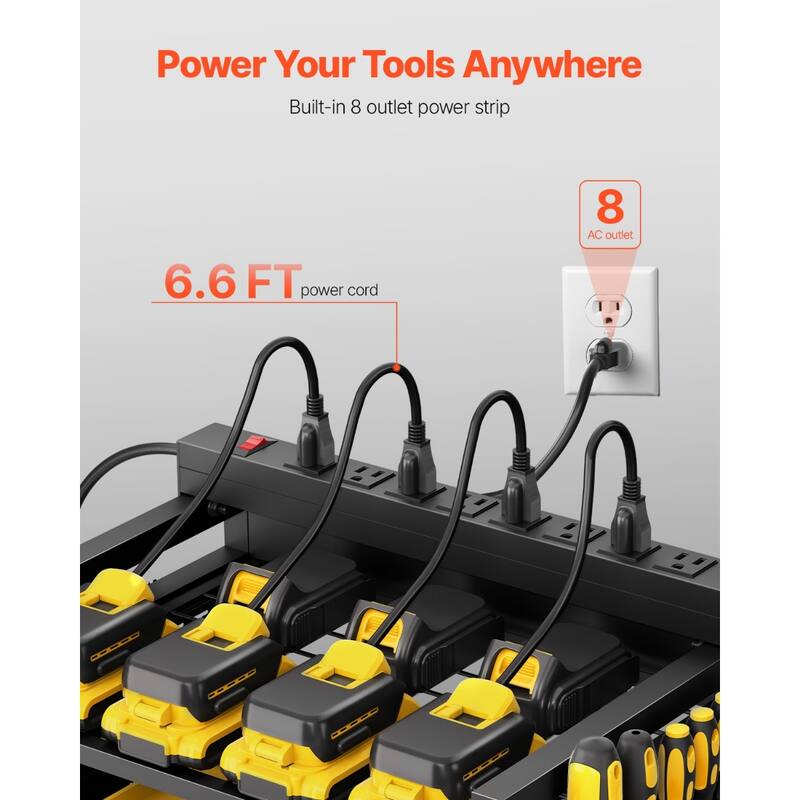 4-tier Tool Organizer Cart with Charging Station Garage Cart on Wheels