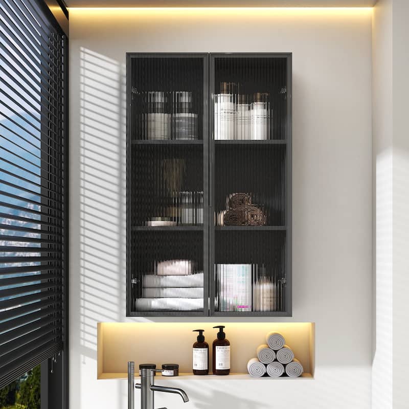 Wall Mounted Kitchen Storage Cabinet With Glass Door, Glass Kitchen Wall Storage Cabinet