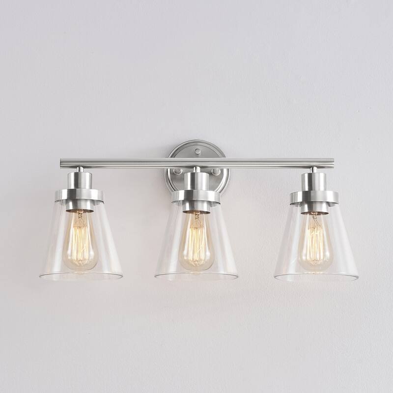 KAWOTI 22.25 inch 3-Light Bathroom Vanity Light with Bell Glass Shade