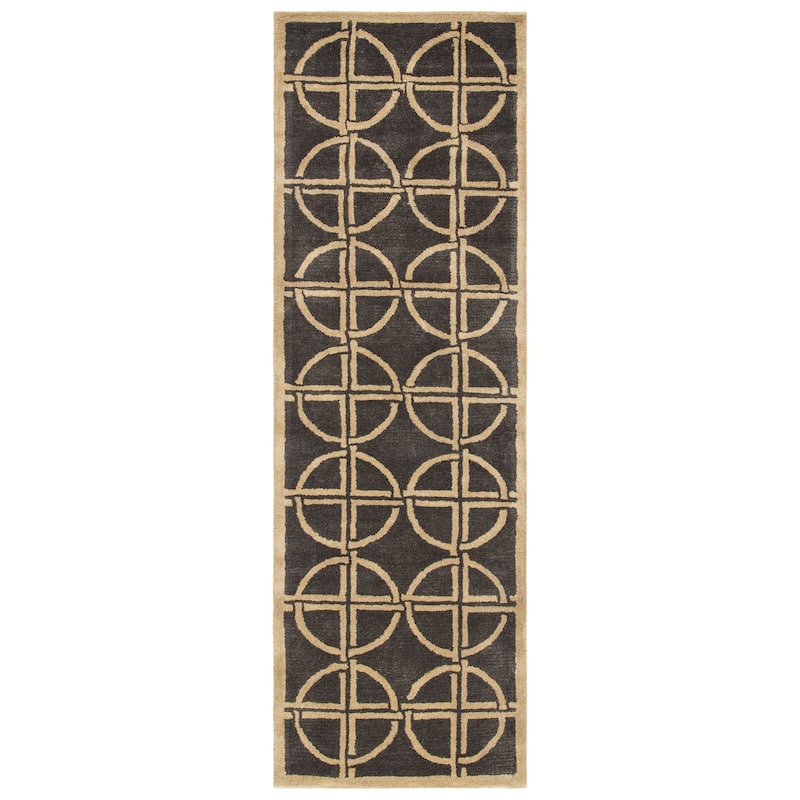 SAFAVIEH Handmade Soho Reyna Deco N.Z. Wool Rug - 2'6" x 12' Runner - Brown/Gold