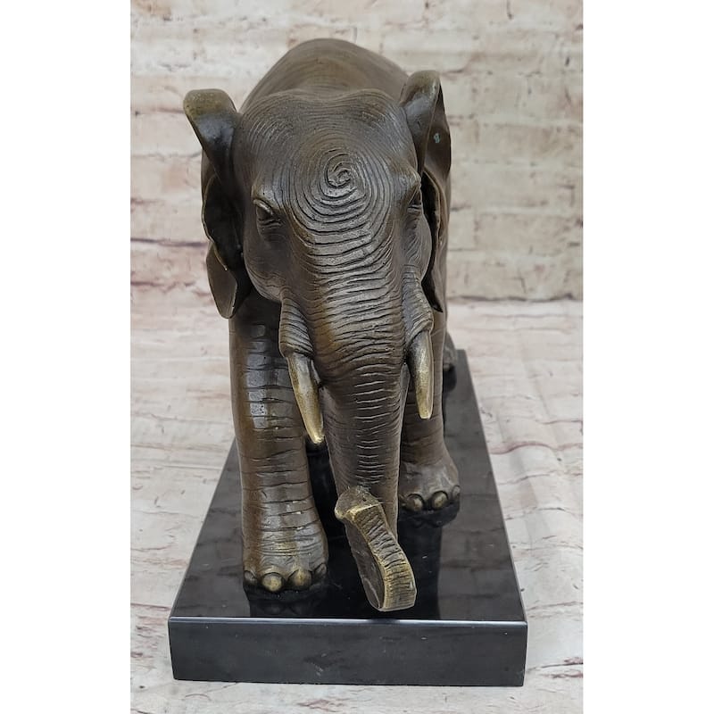 Imitative Elephant Bronze Sculpture Statue On Marble Base - Antoine Barye Reproduction Art