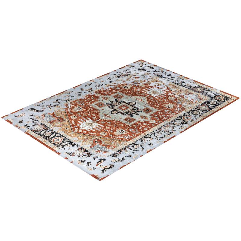 Ikat One-of-a-Kind Hand-Knotted Area Rug - Rust, 8' 10" x 12' 3" - 8' 10" x 12' 3"