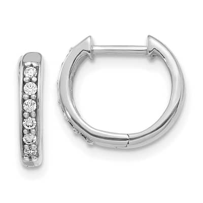 Curata 14k White Gold Solid Open back Diamond Hoop Earrings - 11x12mm Wide 2mm Thick