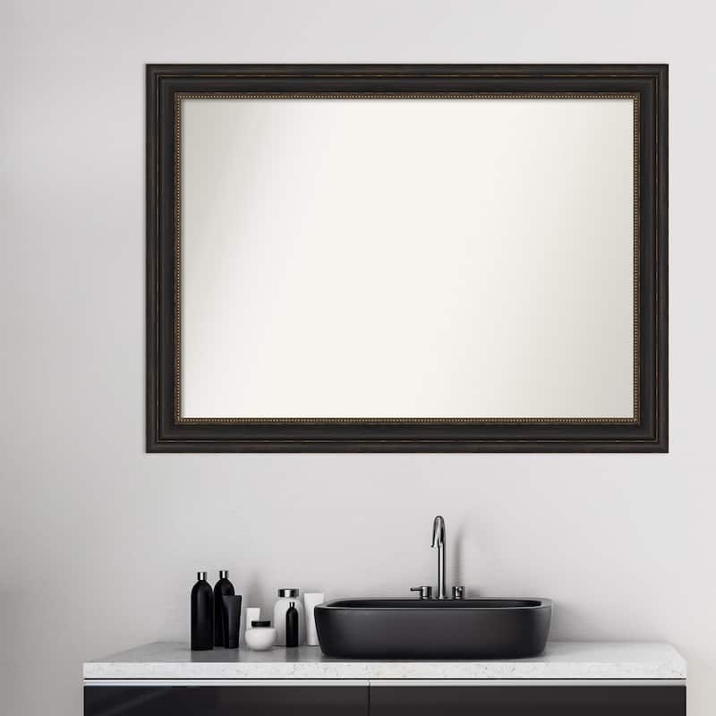 Non-Beveled Bathroom Wall Mirror - Accent Bronze Frame