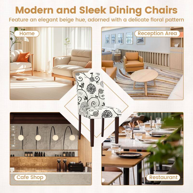 Gymax Wooden Dining Chair Set of 2 w/Rubber Wood Legs Padded Seat S