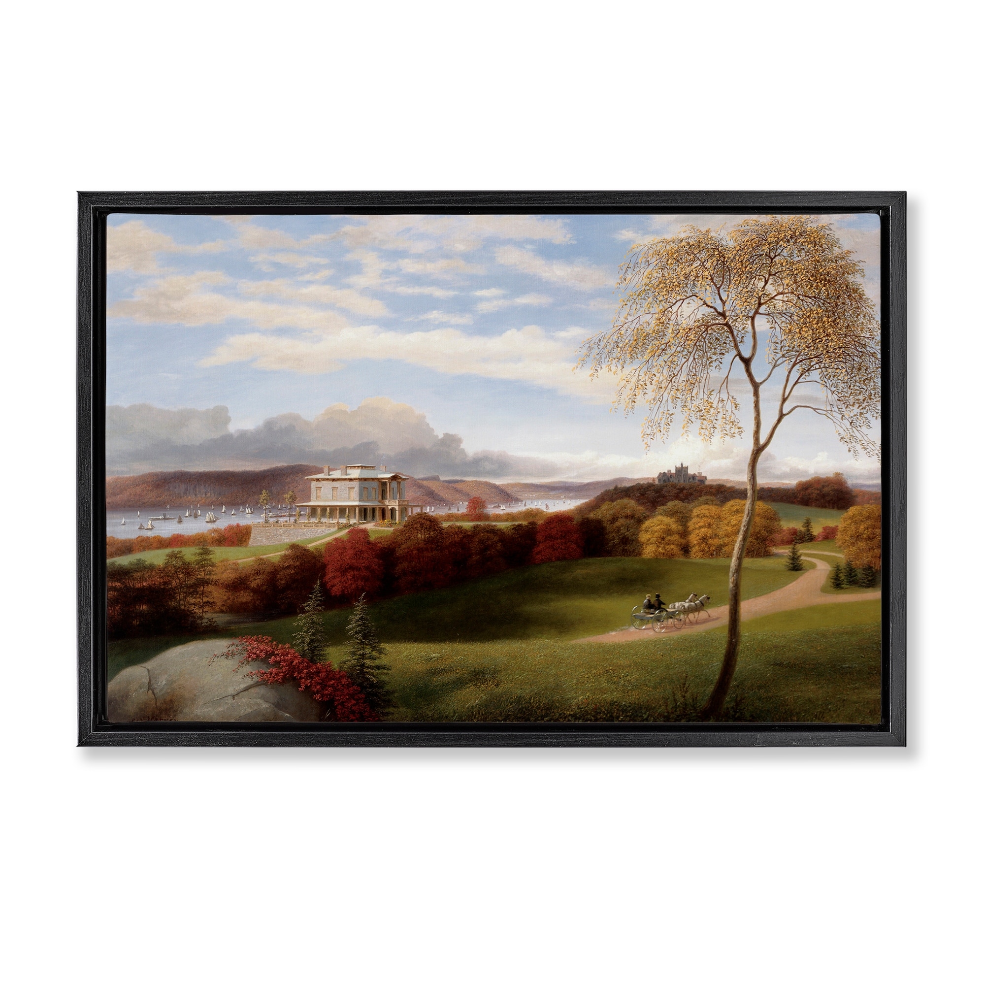 Stupell Folk Painting Landscape Framed Floater Canvas Wall Art Design By Marcus Jules