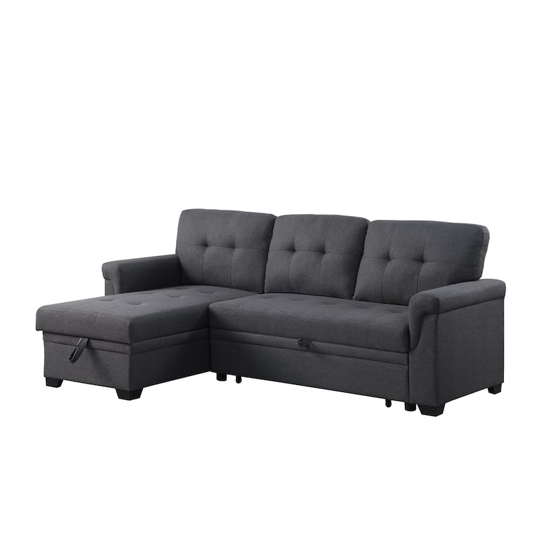 Lucca 84-inch Reversible Sleeper Sectional Sofa with Storage Chaise - 84"W x 54"D x 35"H