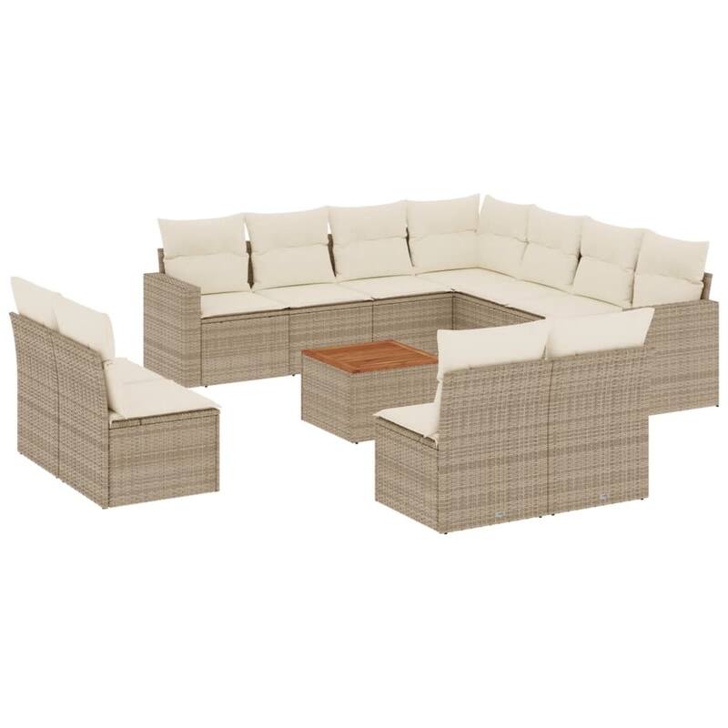 vidaXL Patio Sofa Set with Cushions Outdoor Furniture 12 Piece Poly Rattan - 21.7 x 21.7 x 14.6