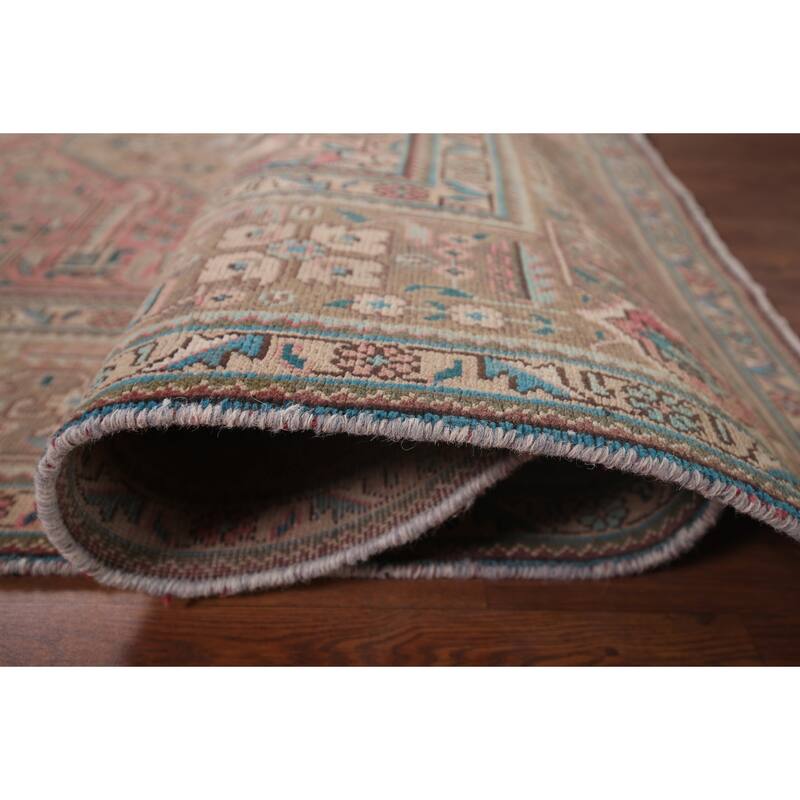 Pink Tabriz Persian Vintage Rug Hand-Knotted Traditional Wool Carpet - 6'9"x 9'8"