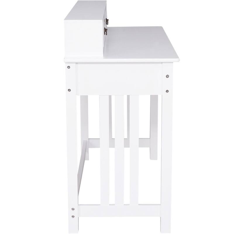 Costway Writing Desk Mission White Home Office Computer Desk 4 Drawer