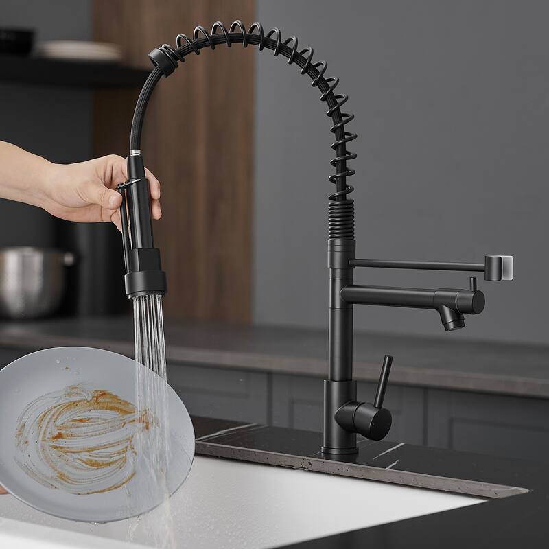 Single-Handle Pull Down Sprayer Kitchen Faucet in Black