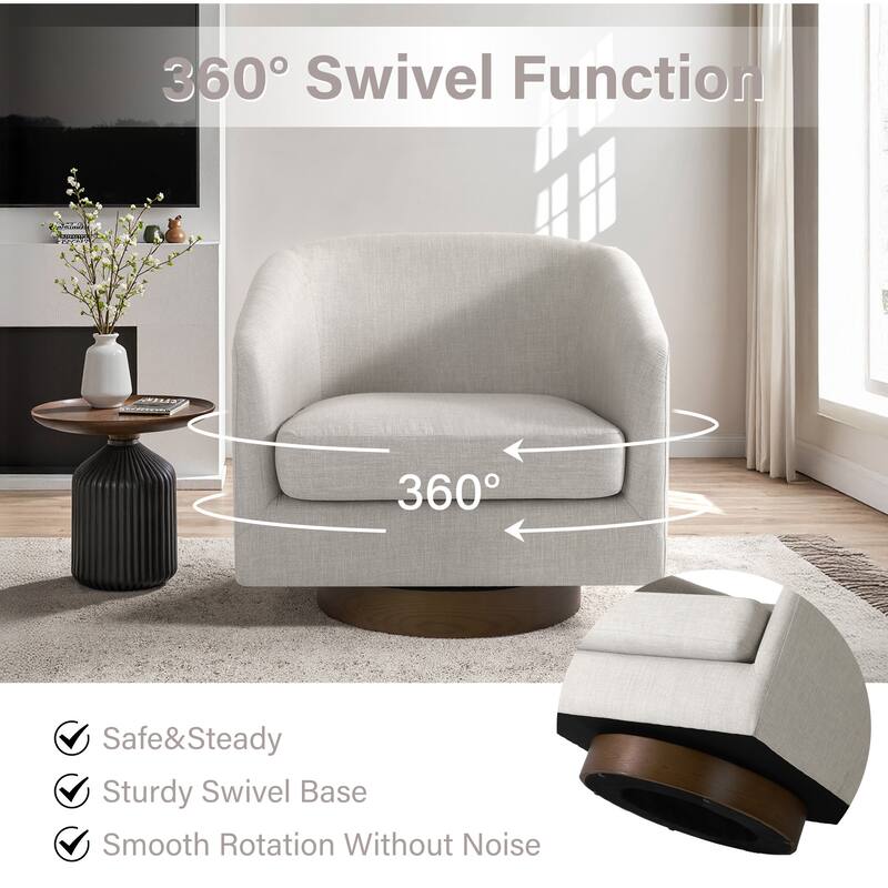 31.1'' W Modern Barrel Swivel Accent Chair