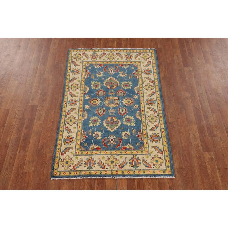 Blue Oushak Oriental Accent Rug Hand-Knotted Wool Carpet - 3'3" x 4'11"