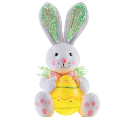 Fiber Optic Easter Bunny Plush Decoration - 9.500 x 8.500 x 6.880