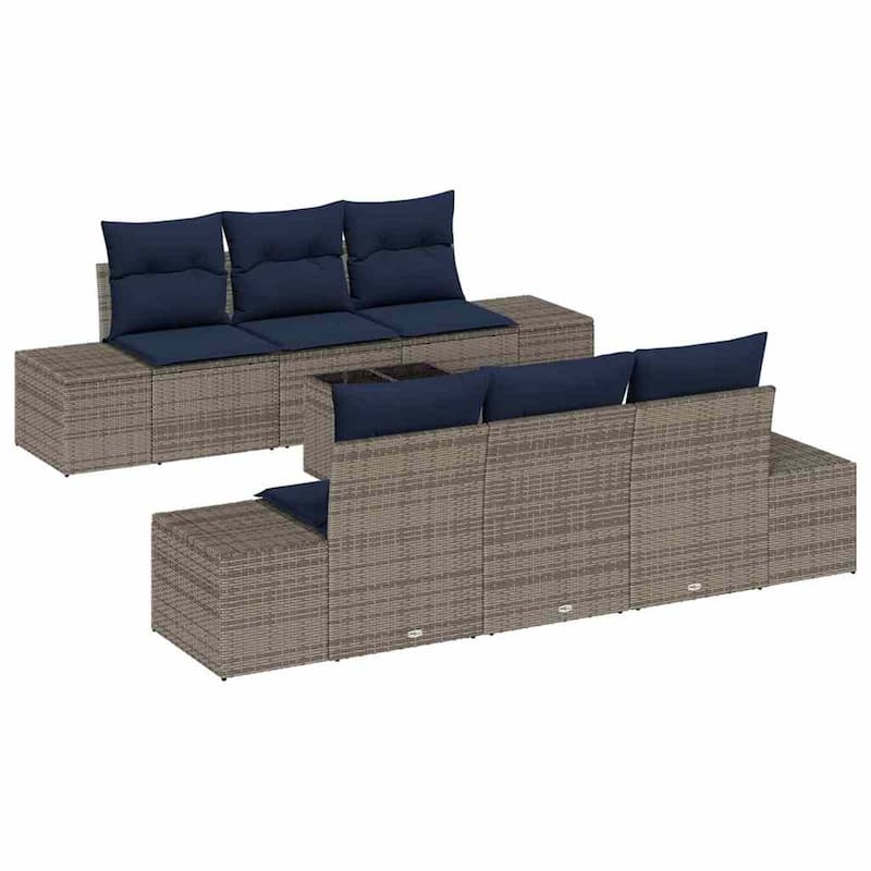 vidaXL 7 Piece Garden Sofa Set with Cushions - 94.1×24.4×27.2