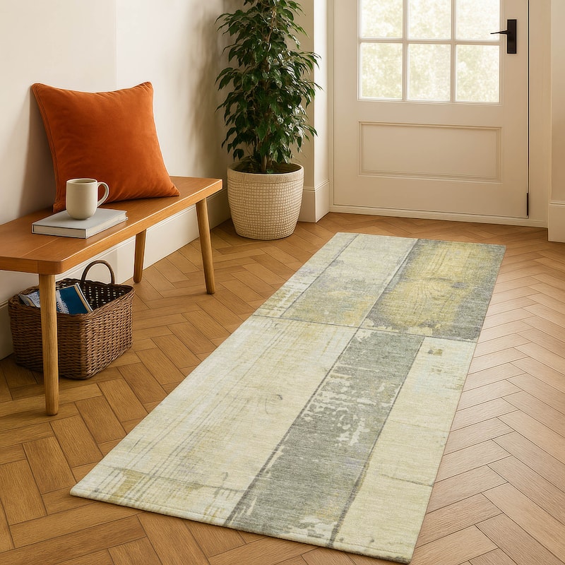 Premium Washable Super Soft Contemporary Styles Mayfield Rug - Gold - 2'3" x 7'6"