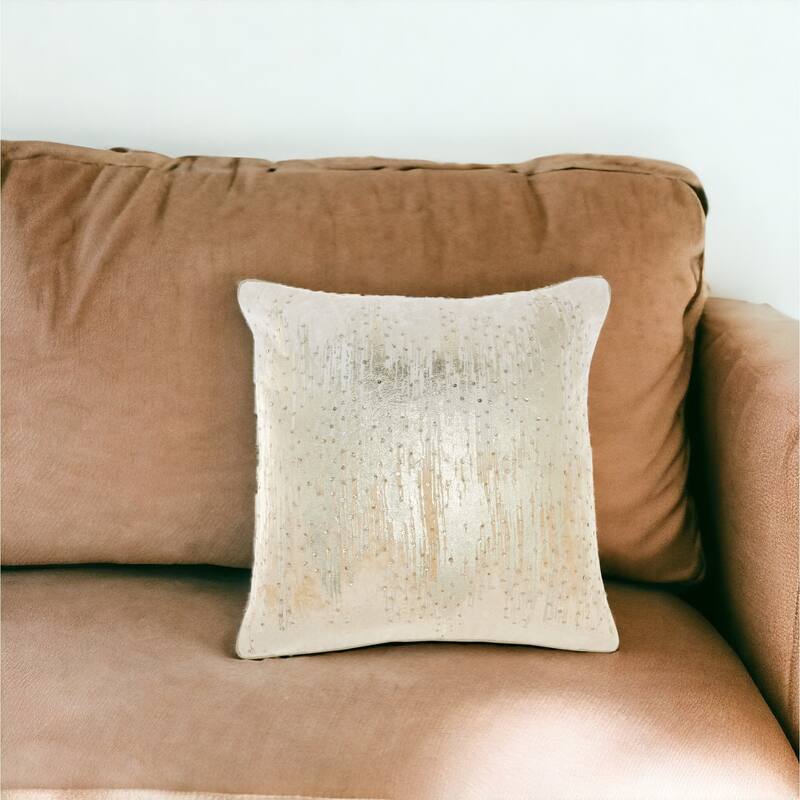 18" Cream Velvet Throw Pillow - Cream