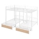 preview thumbnail 7 of 11, White Full Over Twin Metal Triple Bunk Bed with Drawers & Guardrail