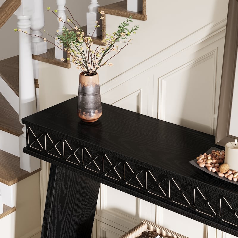 70.8-Inch Extra Long Console Table with Storage Shelf, 2-Tier Farmhouse Entryway Table - 70.87" L x 11.81" W x 31.5" H
