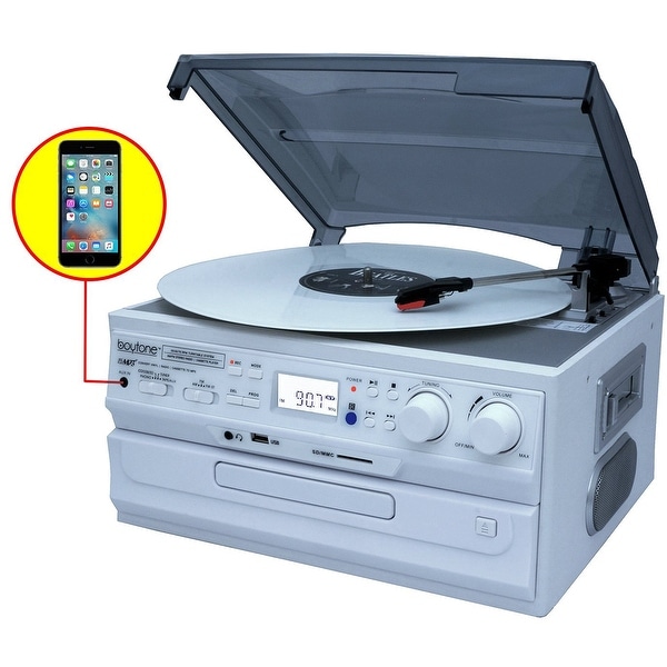 Boytone BT-21DJWT-C, Limited Edition 3 Speed Turntable Ability to convert vinyl record, CD, Cassette, AM/FM Radio into MP3 files