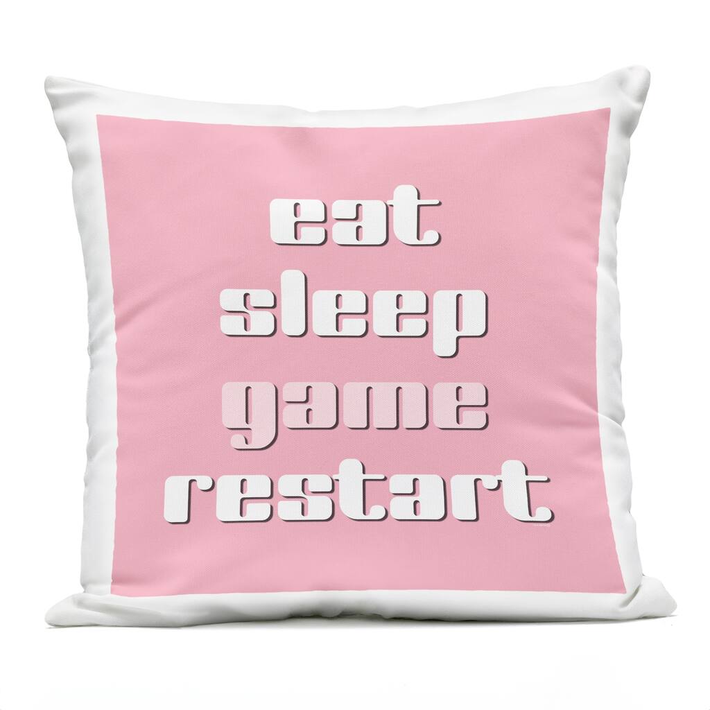 Stupell Gamer Phrases on Pink Printed Outdoor Throw Pillow Design by Yass Naffas Designs
