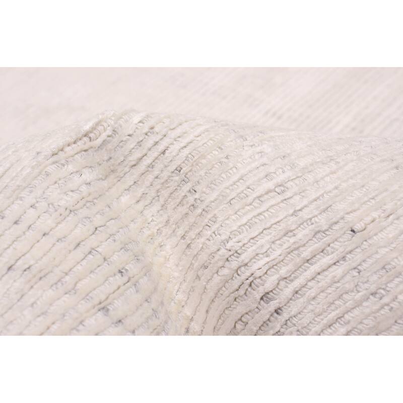 ECARPETGALLERY Hand Loomed Shimmer White Viscose Rug - 7'10 x 9'9