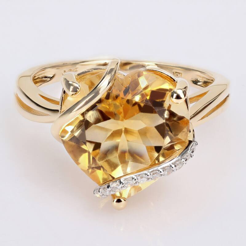 Miadora Heart-cut Citrine & Diamond Accent Swirl Cocktail Ring in Yellow Plated Sterling Silver