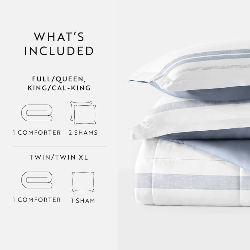 Becky Cameron Stitched Stripe Stone Pattern Reversible Comforter Set