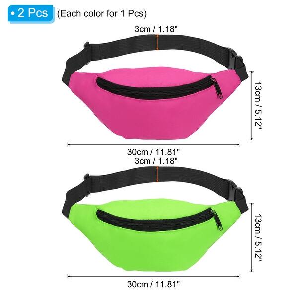 dimension image slide 2 of 3, 80s Fanny Pack for Women 2 Pack Waist Bag 90s Fanny Pack
