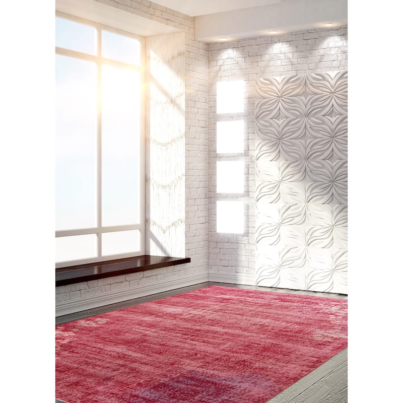 ECARPETGALLERY Hand-knotted Melis Vintage Dark Red Wool Rug - 6'9 x 10'6