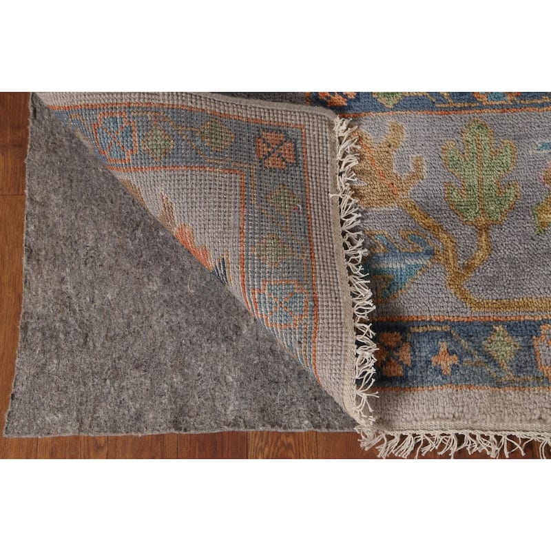 Earth Tone Floral Oushak Indian Area Rug Handmade Wool Carpet - 8'1"x 9'10"