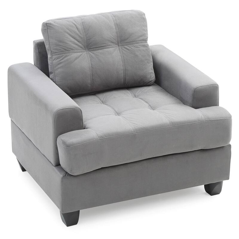 Solid Tufted Upholstered Accent Chair - 38" - Gray and Black